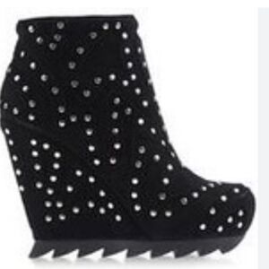 Camilla Skovgaard Black Suede Studded Wedge Ankle Boots